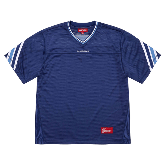 Supreme Jacquard Rib Football Jersey 'Navy' — XXS — Front View
