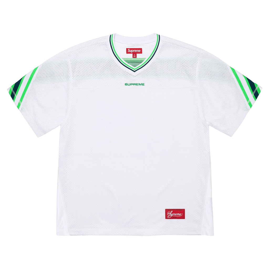 Supreme Jacquard Rib Football Jersey 'White' — XXS — Front View