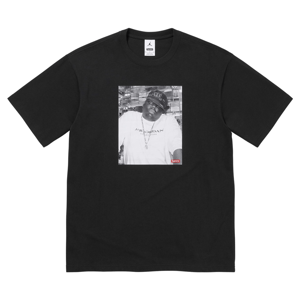 Supreme x Jordan Biggie Tee 'Black' — XXS — Front View