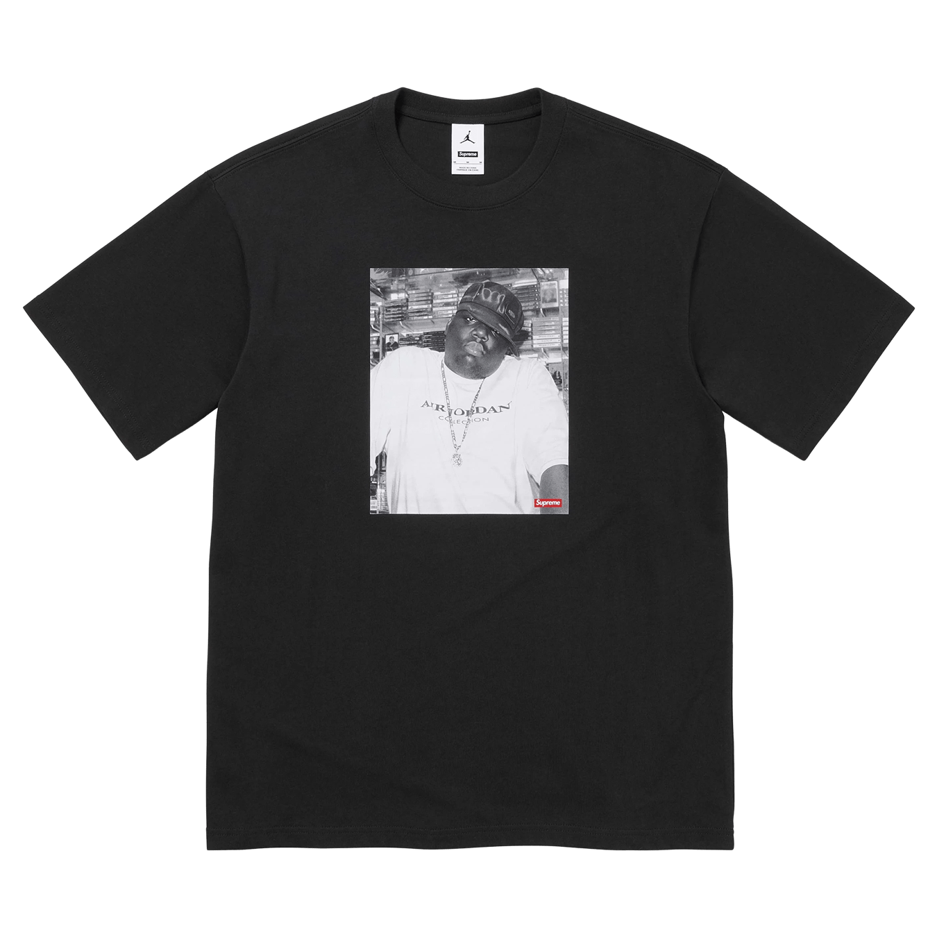 Supreme x Jordan Biggie Tee 'Black' — XXS — Front View