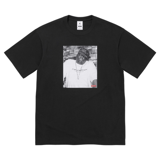 Supreme x Jordan Biggie Tee 'Black' — XXS — Front View