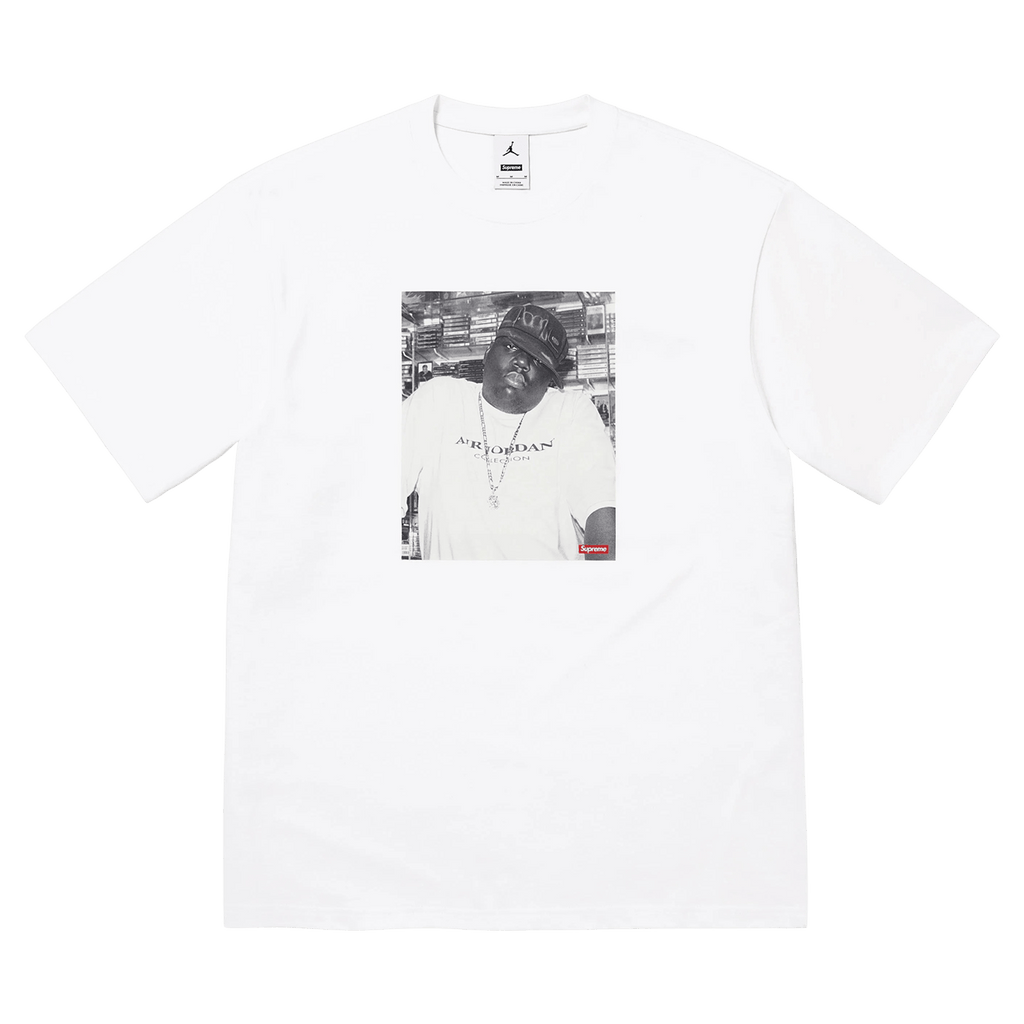 Supreme x Jordan Biggie Tee 'White' — XXS — Front View