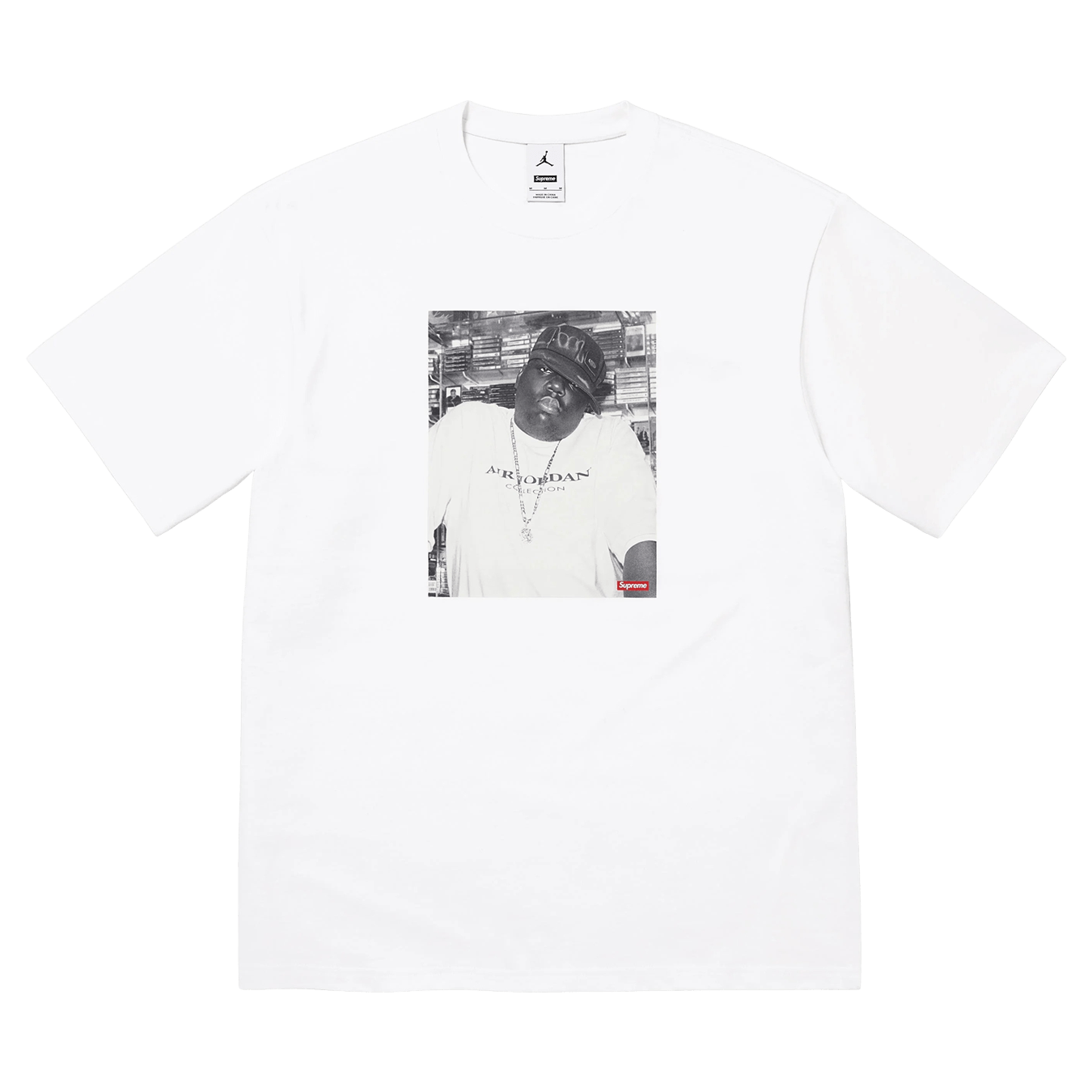 Supreme x Jordan Biggie Tee 'White' — XXS — Front View