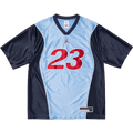 Supreme x Jordan Warm Up Jersey 'Light Blue/Navy' — XXS — Front View
