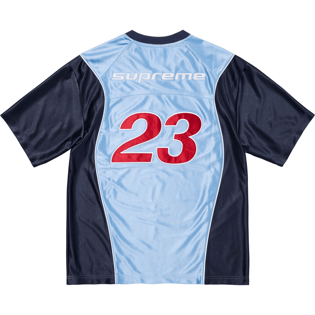 Supreme x Jordan Warm Up Jersey 'Light Blue/Navy' — XXS — Side View