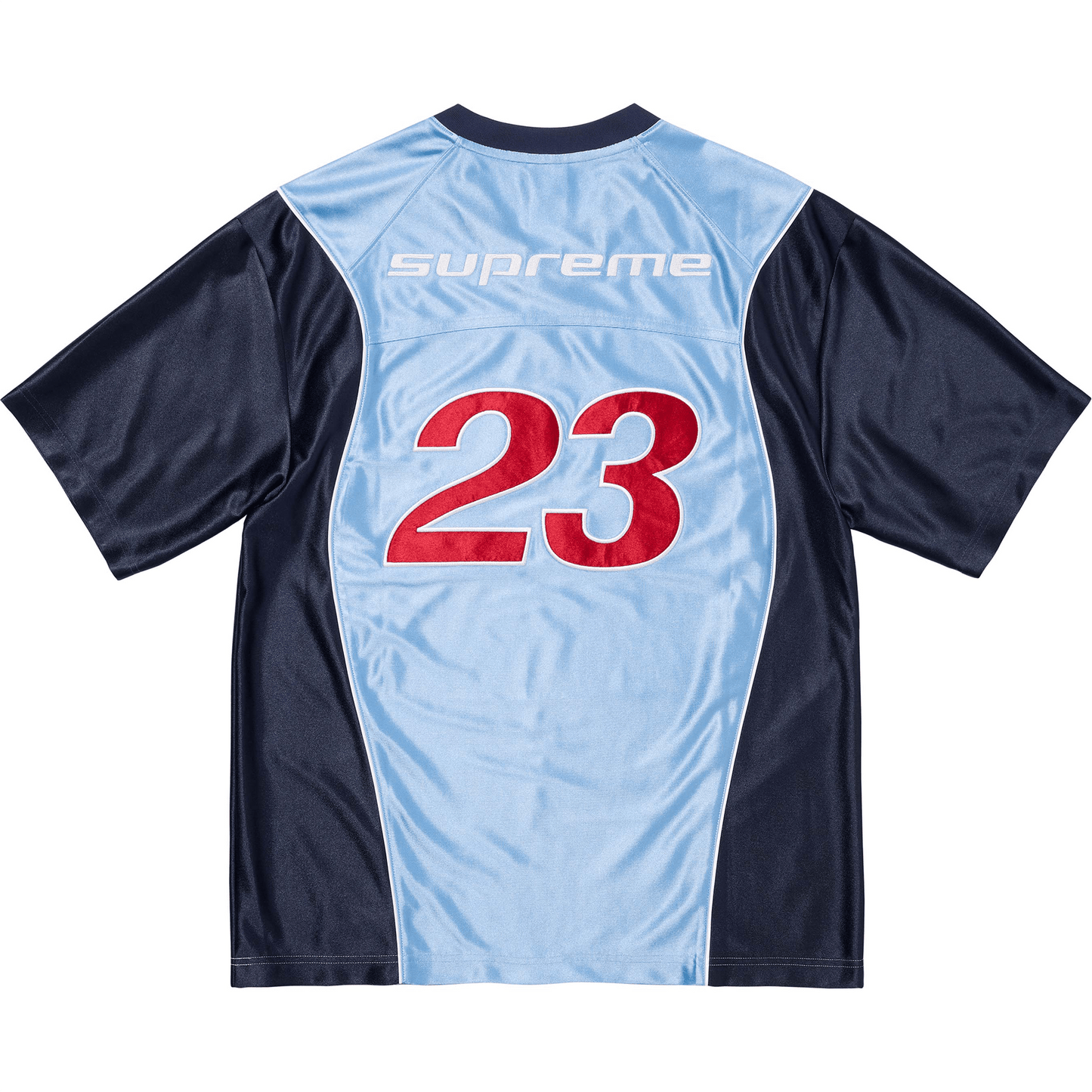Supreme x Jordan Warm Up Jersey 'Light Blue/Navy' — XXS — Side View