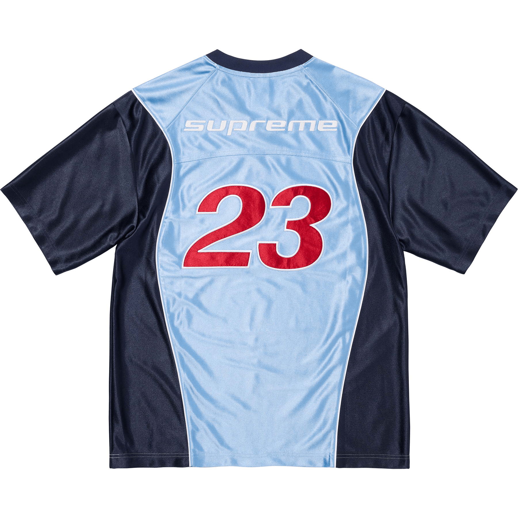 Supreme x Jordan Warm Up Jersey 'Light Blue/Navy' — XXS — Side View