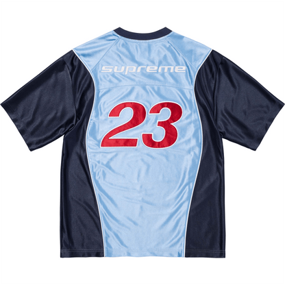 Supreme x Jordan Warm Up Jersey 'Light Blue/Navy' — XXS — Side View