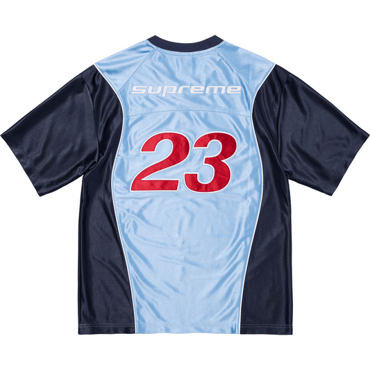 Supreme x Jordan Warm Up Jersey 'Light Blue/Navy' — XXS — Side View