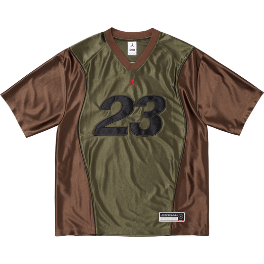 Supreme x Jordan Warm Up Jersey 'Olive/Brown' — XXS — Front View
