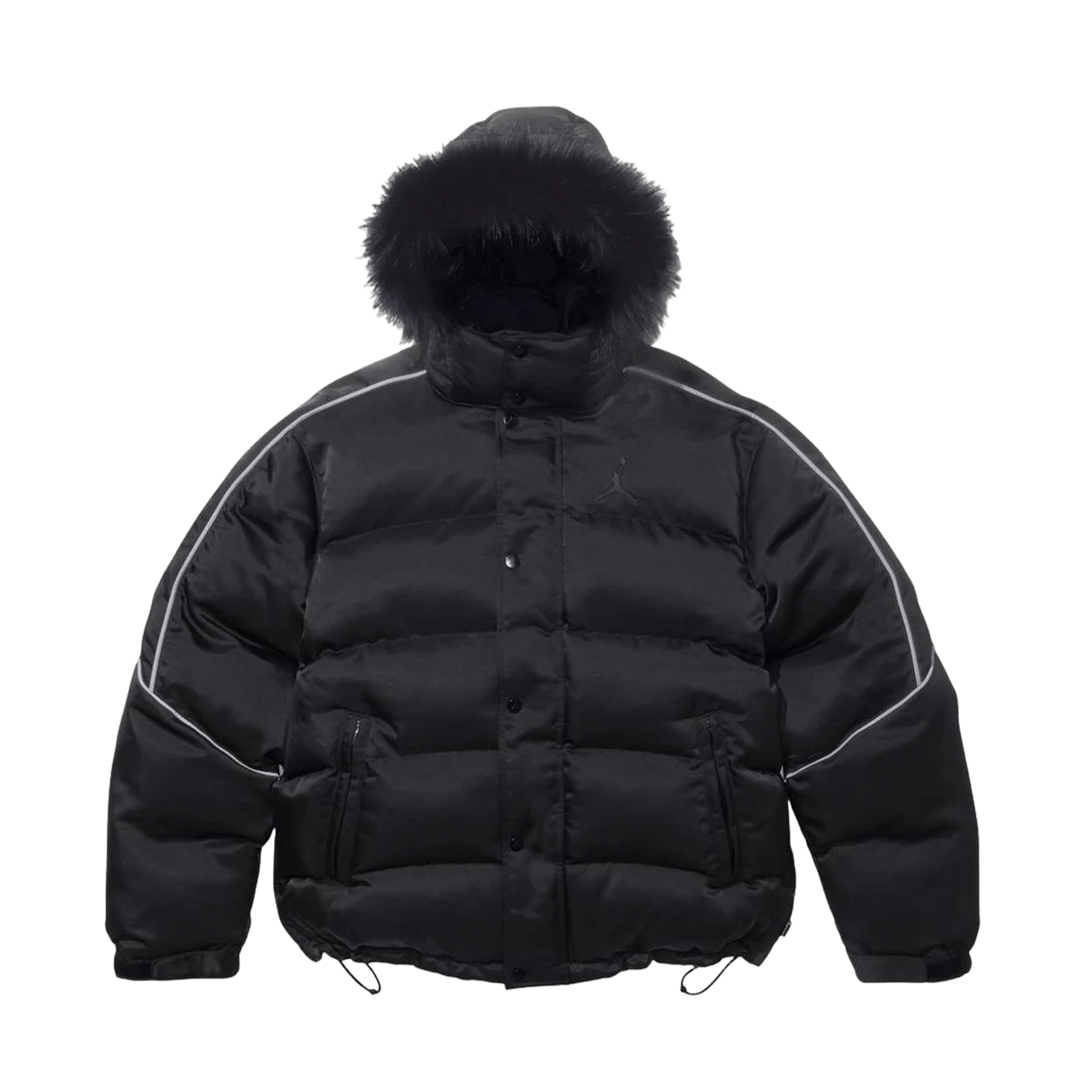 Supreme x Jordan Puffer Jacket 'Black' — XXS — Front View