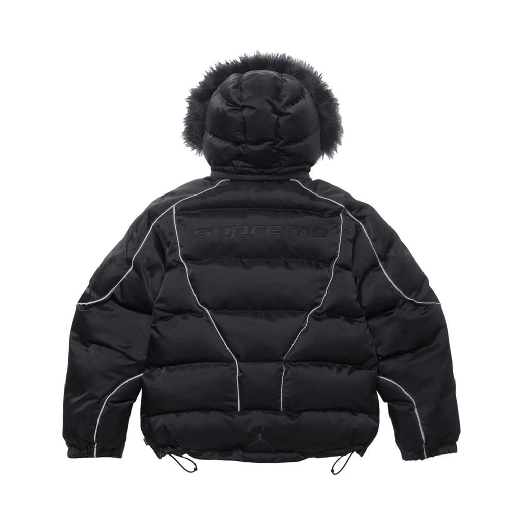 Supreme x Jordan Puffer Jacket 'Black' — XXS — Back View
