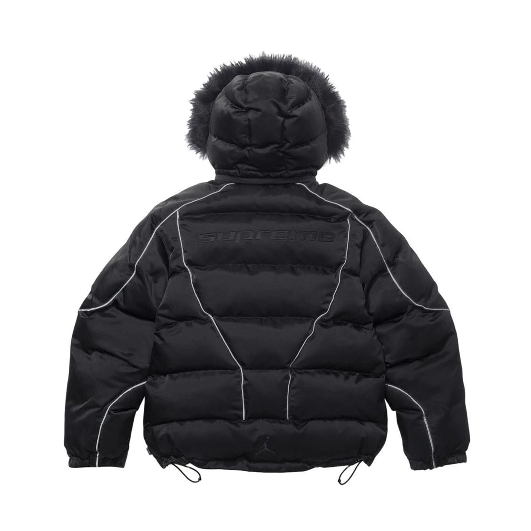Supreme x Jordan Puffer Jacket 'Black' — XXS — Back View