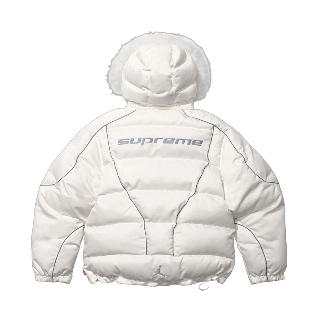 Supreme x Jordan Puffer Jacket 'White' — XXS — Back View