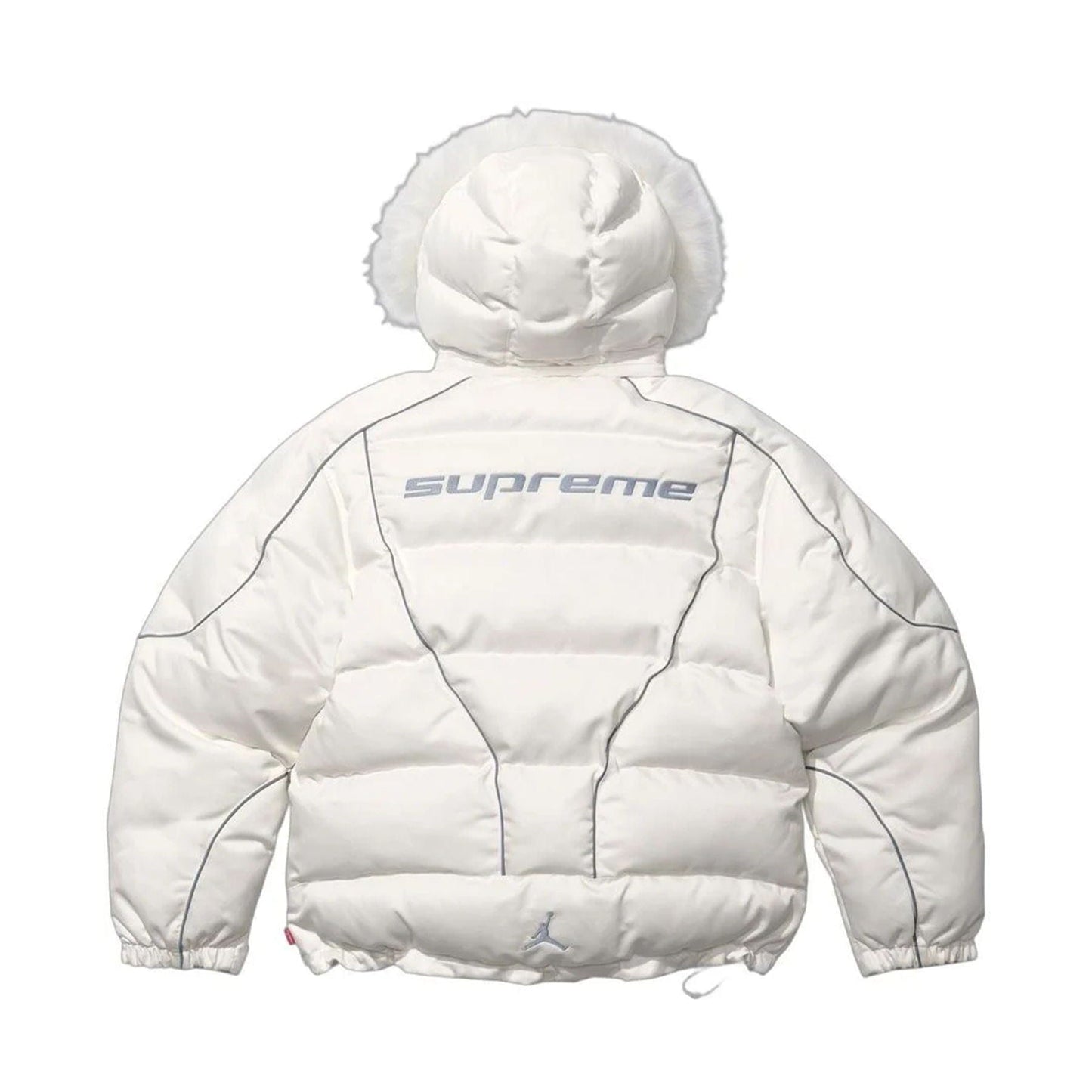 Supreme x Jordan Puffer Jacket 'White' — XXS — Back View