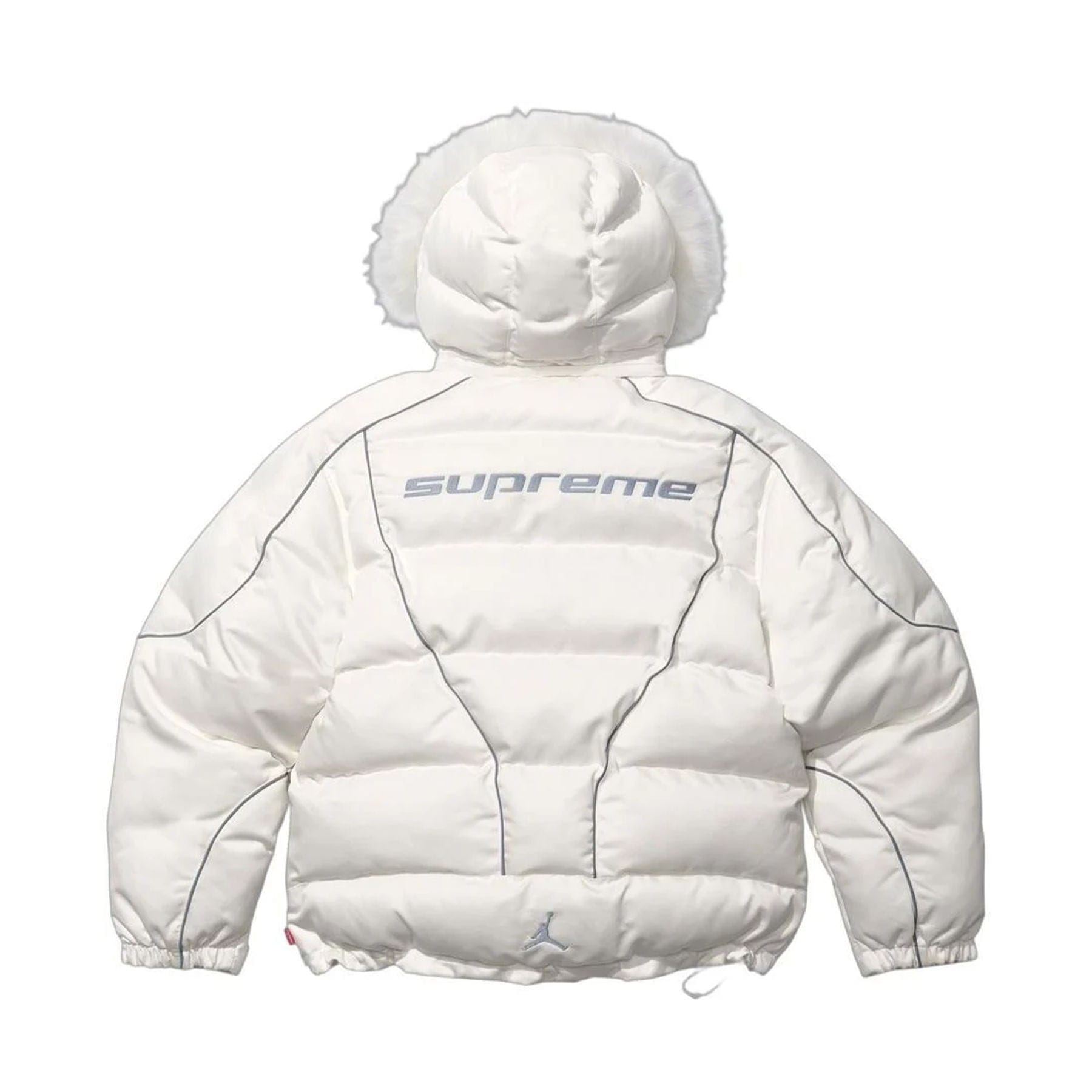 Supreme x Jordan Puffer Jacket 'White' — XXS — Back View