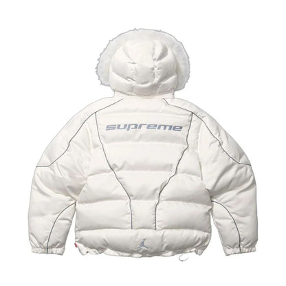 Supreme x Jordan Puffer Jacket 'White' — XXS — Back View