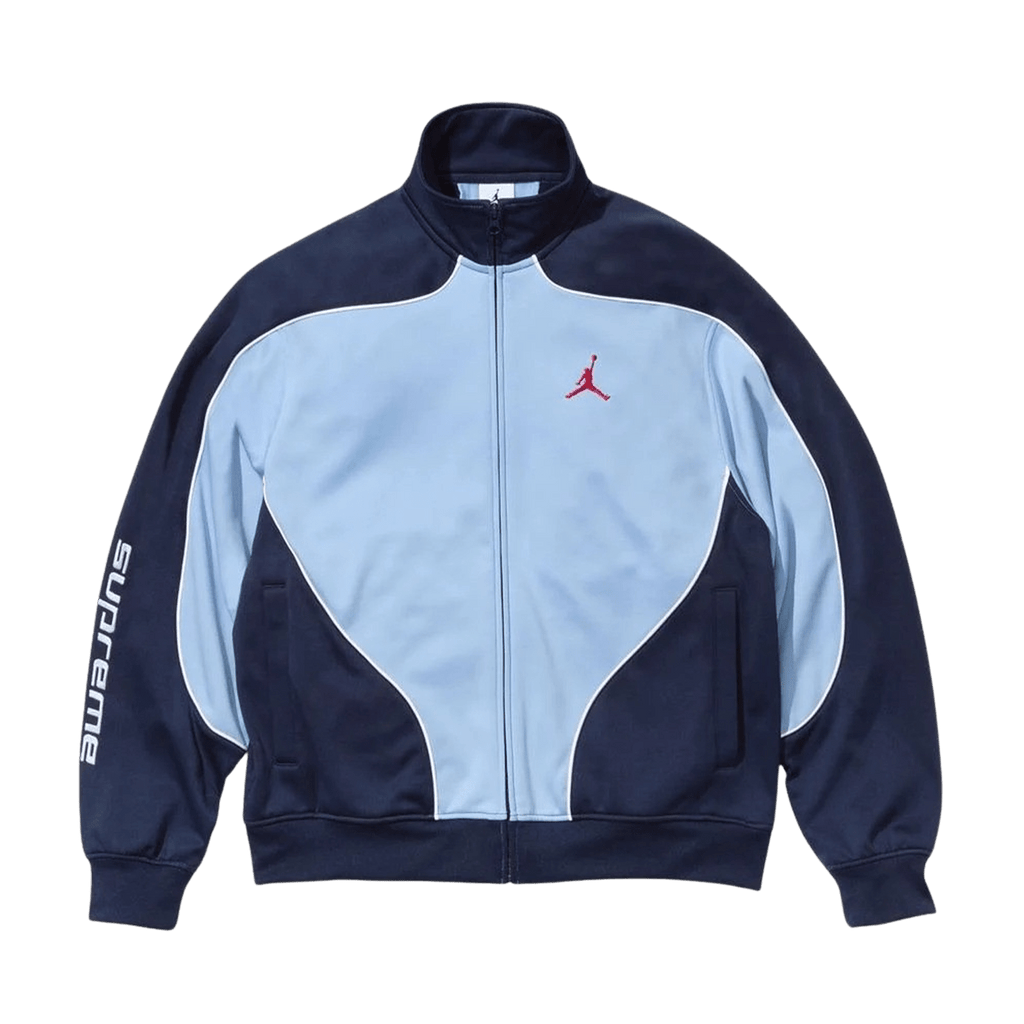 Supreme x Jordan Track Jacket 'Light Blue/Navy' — XXS — Front View