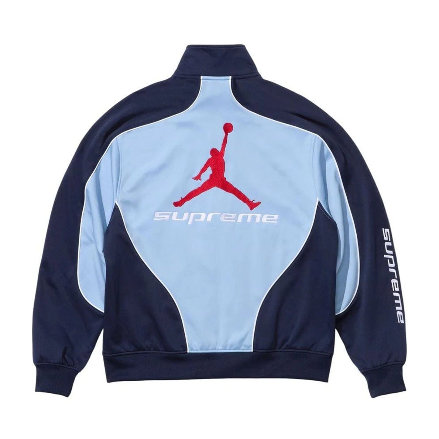 Supreme x Jordan Track Jacket 'Light Blue/Navy' — XXS — Side View
