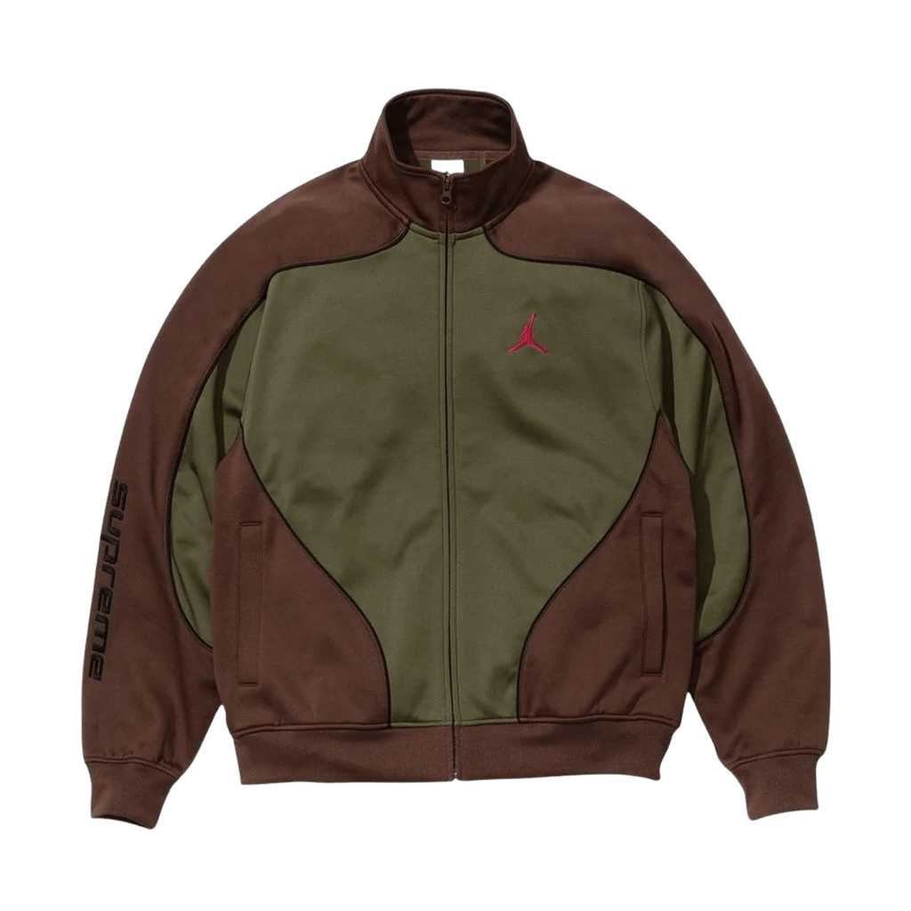 Supreme x Jordan Track Jacket 'Brown/Olive' — XXS — Front View
