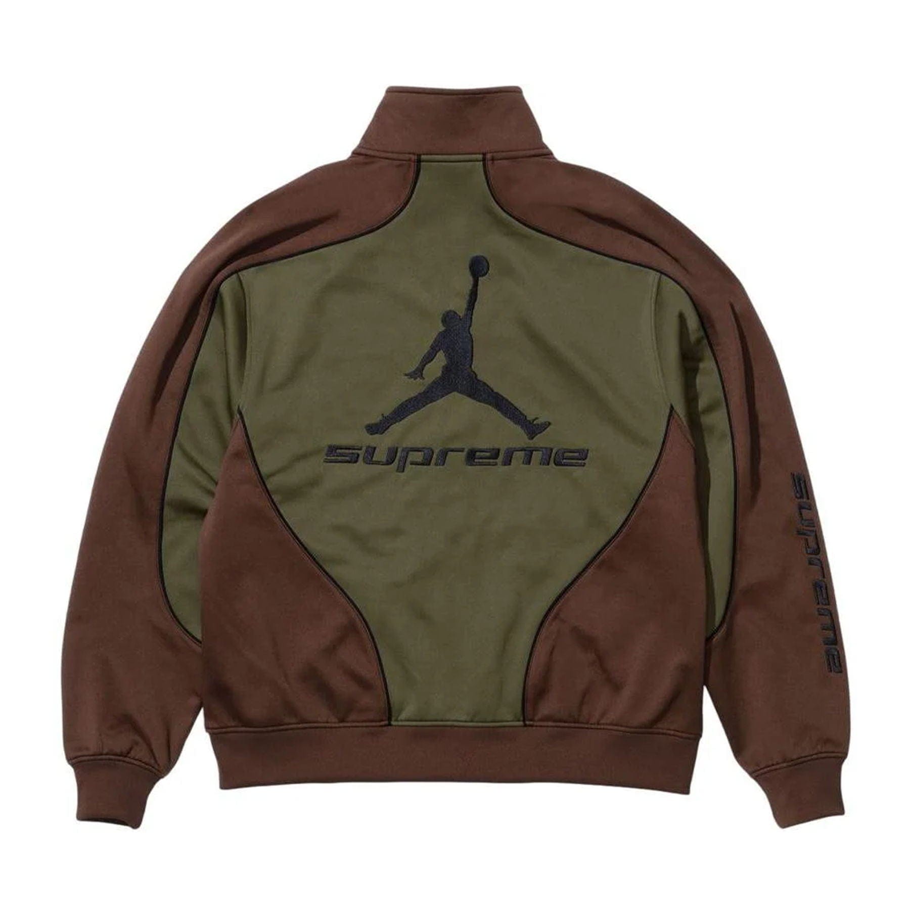 Supreme x Jordan Track Jacket 'Brown/Olive' — XXS — Side View