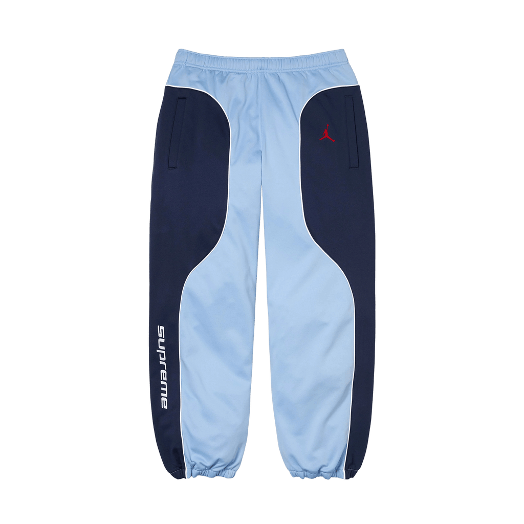 Supreme x Jordan Track Pants 'Light Blue/Navy' — XXS — Front View