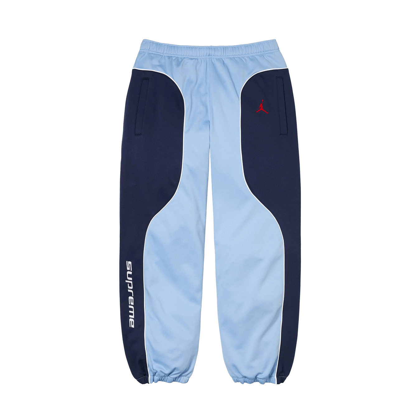 Supreme x Jordan Track Pants 'Light Blue/Navy' — XXS — Front View