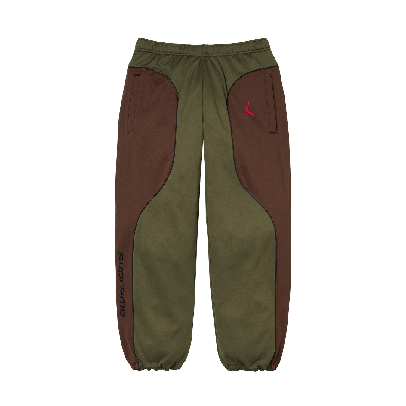 Supreme x Jordan Track Pants 'Olive/Brown' — XXS — Front View