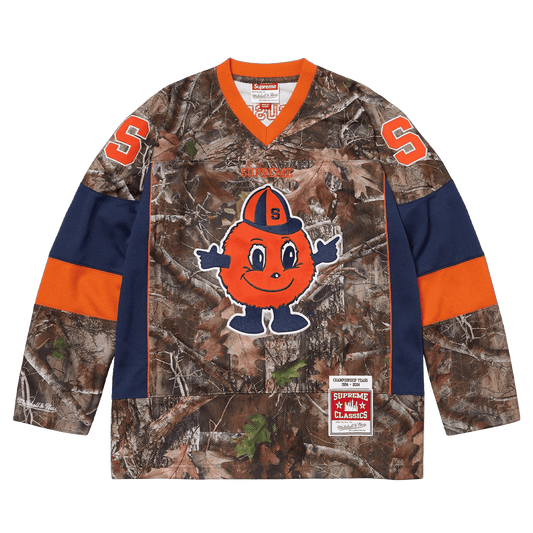 Supreme x Mitchell & Ness NCAA Hockey Jersey 'True Timber Kanati Camo' — XXS — Front View
