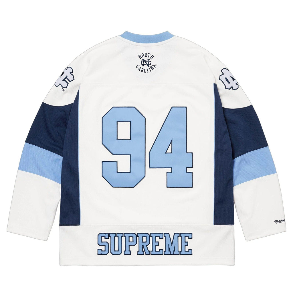 Supreme x Mitchell & Ness NCAA Hockey Jersey 'White' — XXS — Side View