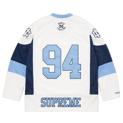 Supreme x Mitchell & Ness NCAA Hockey Jersey 'White' — XXS — Side View