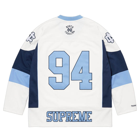 Supreme x Mitchell & Ness NCAA Hockey Jersey 'White' — XXS — Side View