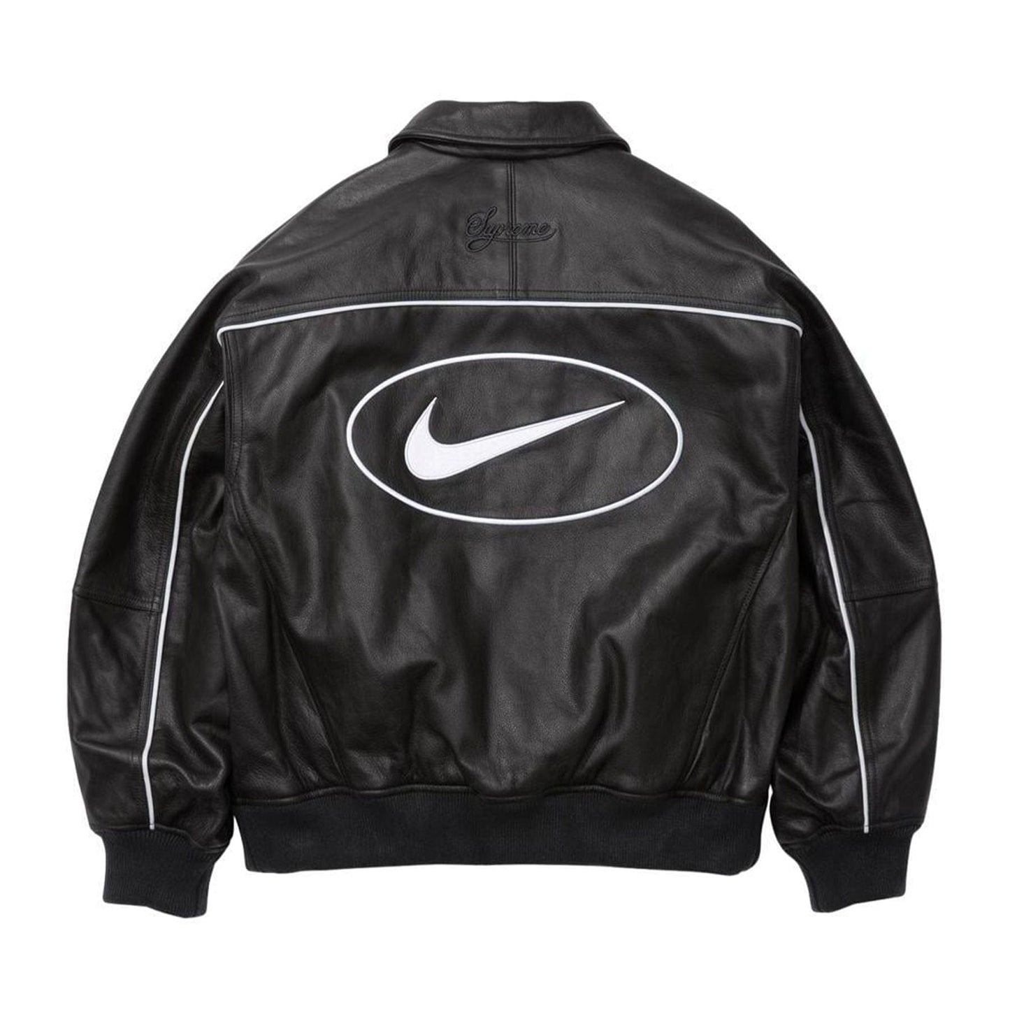 Supreme x Nike Leather Varsity Jacket 'Black' — XXS — Side View