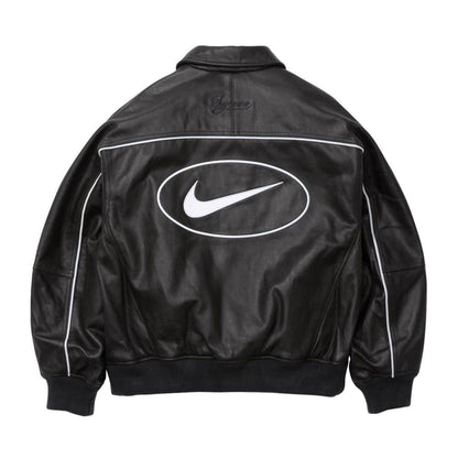 Supreme x Nike Leather Varsity Jacket 'Black' — XXS — Side View