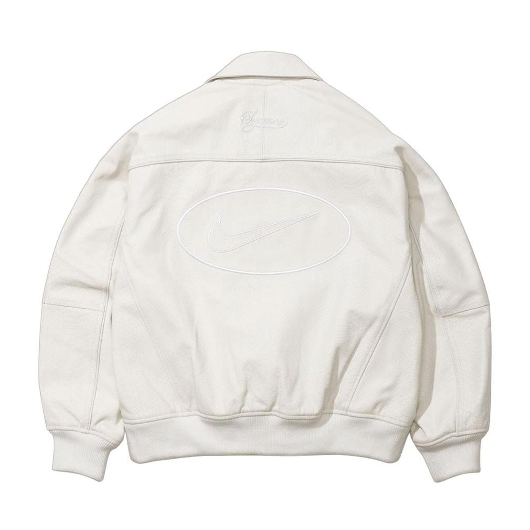Supreme x Nike Leather Varsity Jacket 'White' — XXS — Side View