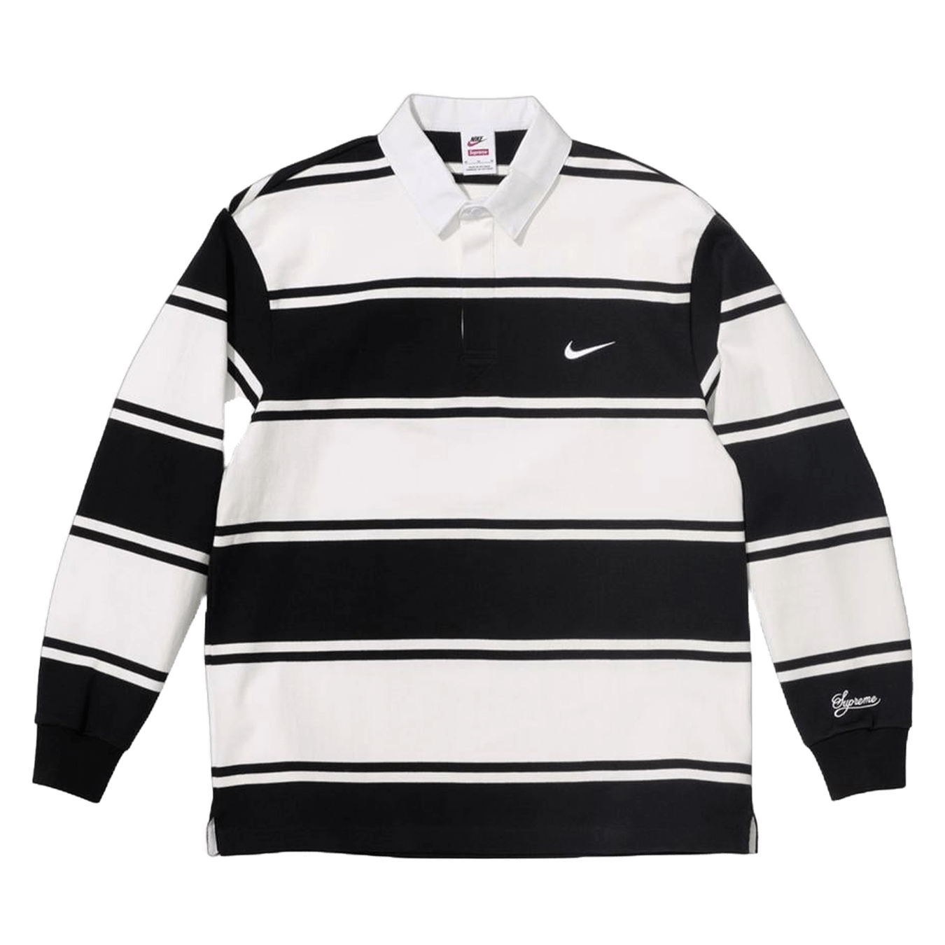 Supreme x Nike Stripe Rugby 'Black White' — XXS — Front View