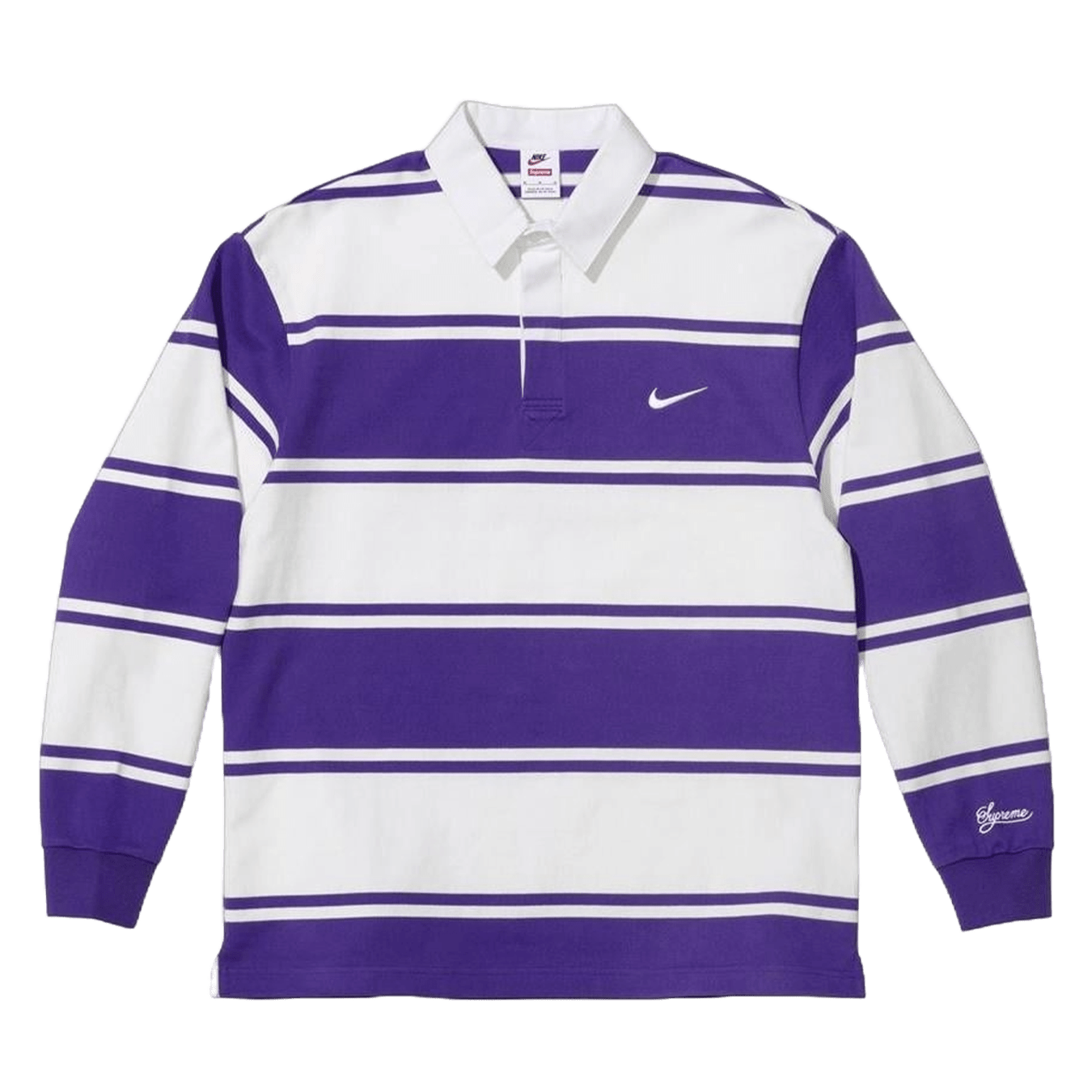 Supreme x Nike Stripe Rugby 'Purple White' — XXS — Front View
