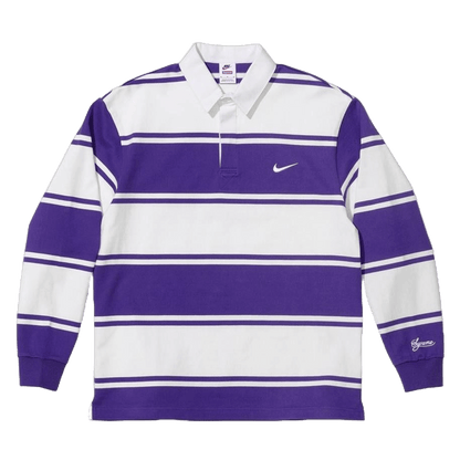 Supreme x Nike Stripe Rugby 'Purple White' — XXS — Front View