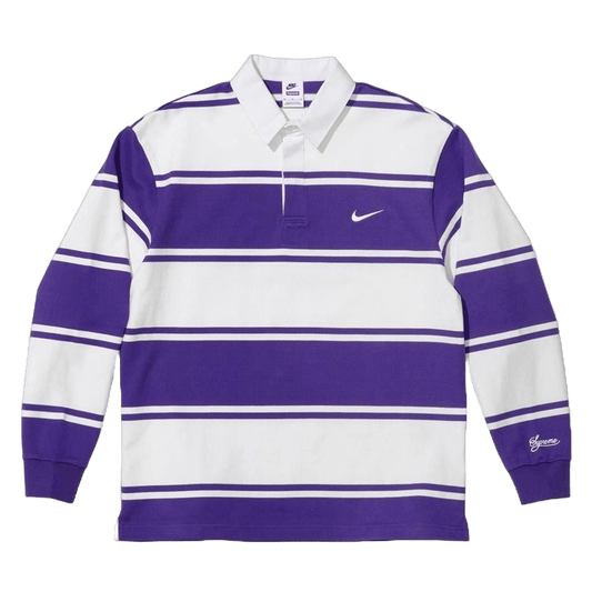 Supreme x Nike Stripe Rugby 'Purple White' — XXS — Front View