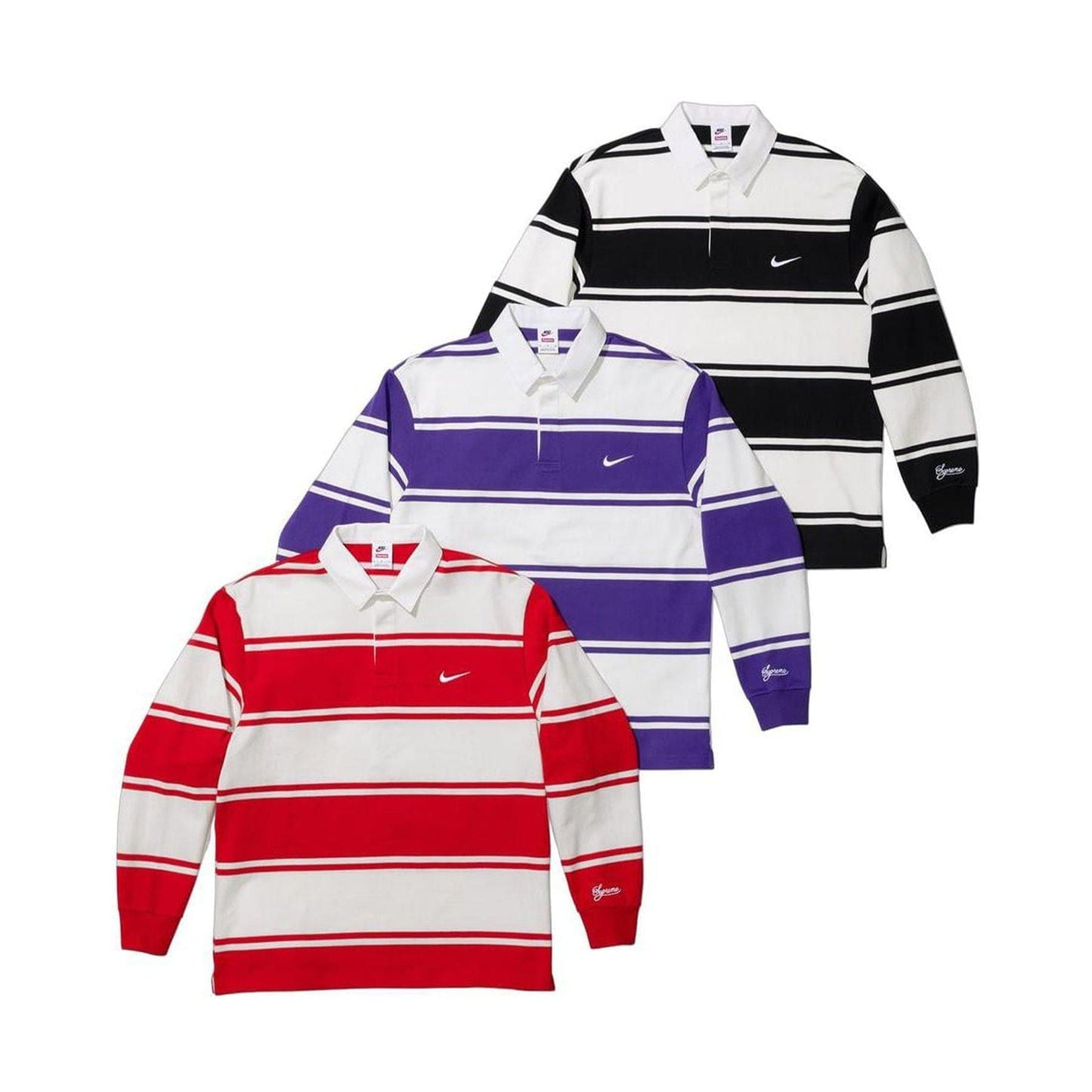Supreme x Nike Stripe Rugby 'Purple White' — XXS — Side View