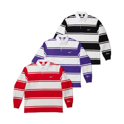 Supreme x Nike Stripe Rugby 'Purple White' — XXS — Side View