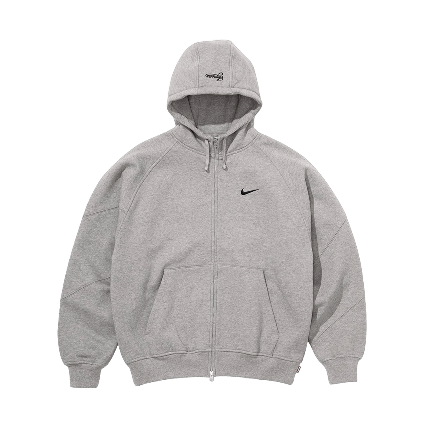 Supreme x Nike Zip-Up Hooded Sweatshirt 'Grey' — XXS — Front View