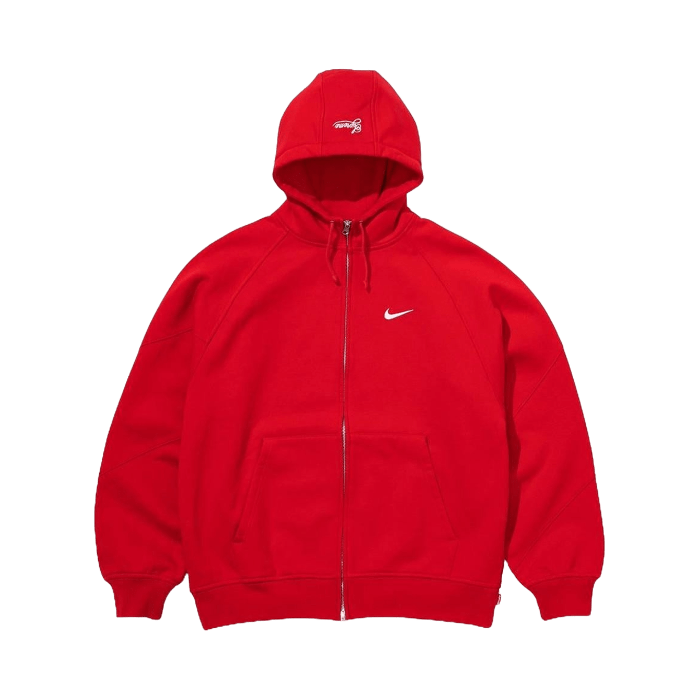 Supreme x Nike Zip-Up Hooded Sweatshirt 'Red' — XXS — Front View