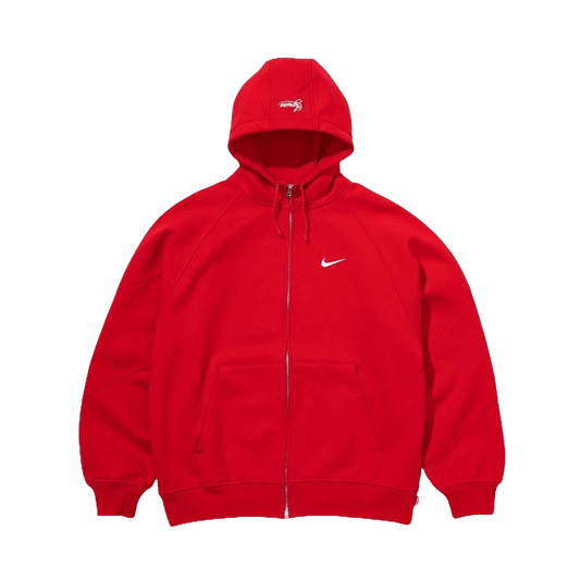 Supreme x Nike Zip-Up Hooded Sweatshirt 'Red' — XXS — Front View