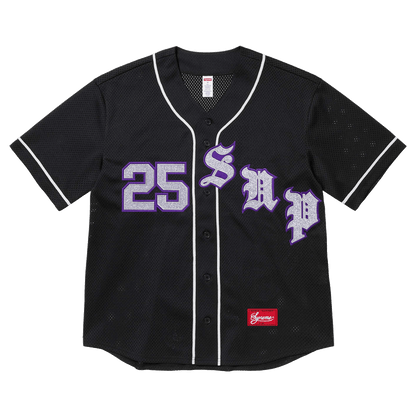 Supreme Old English Baseball Jersey 'Black' — XXS — Front View