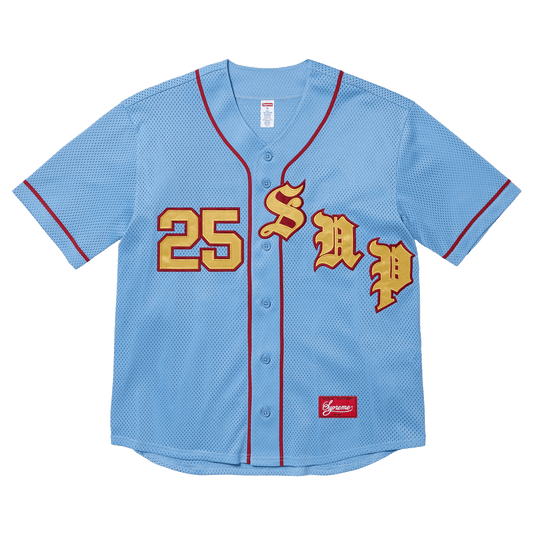 Supreme Old English Baseball Jersey 'Light Blue' — XXS — Front View