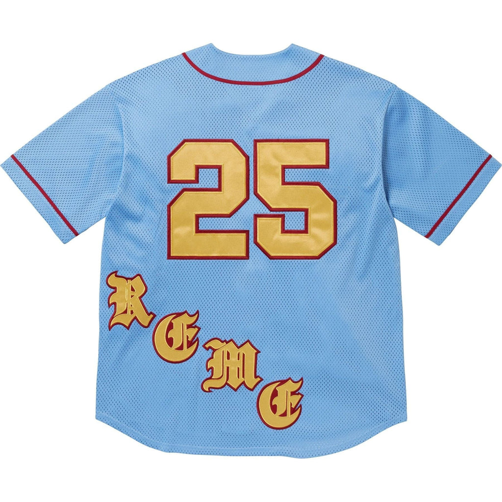 Supreme Old English Baseball Jersey 'Light Blue' — XXS — Side View