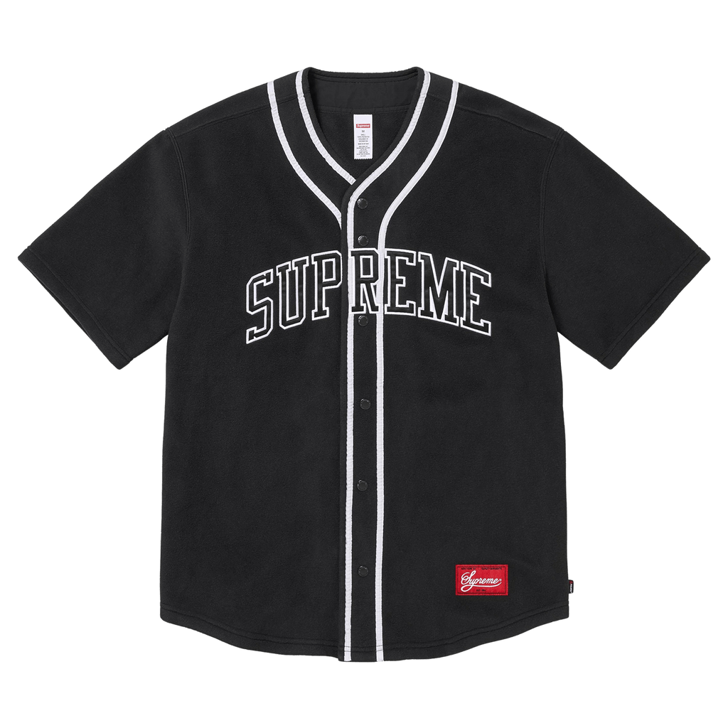 Supreme Polartec Baseball Jersey 'Black' — XXS — Front View