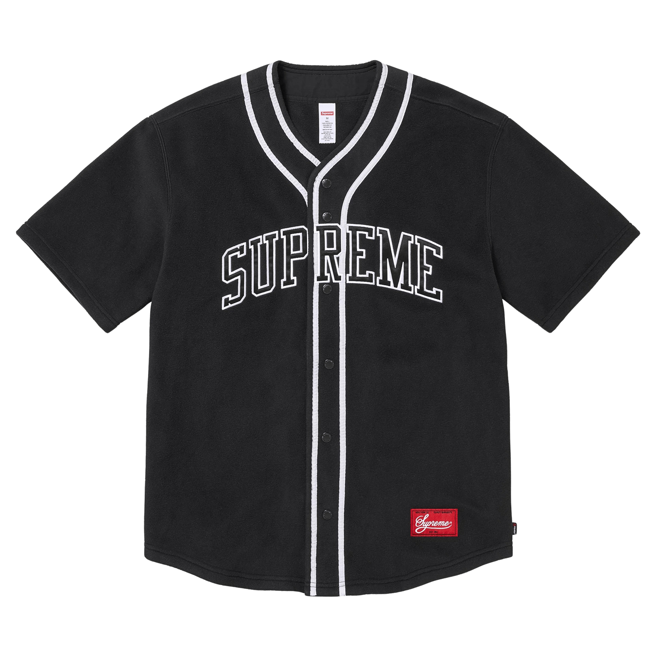 Supreme Polartec Baseball Jersey 'Black' — XXS — Front View