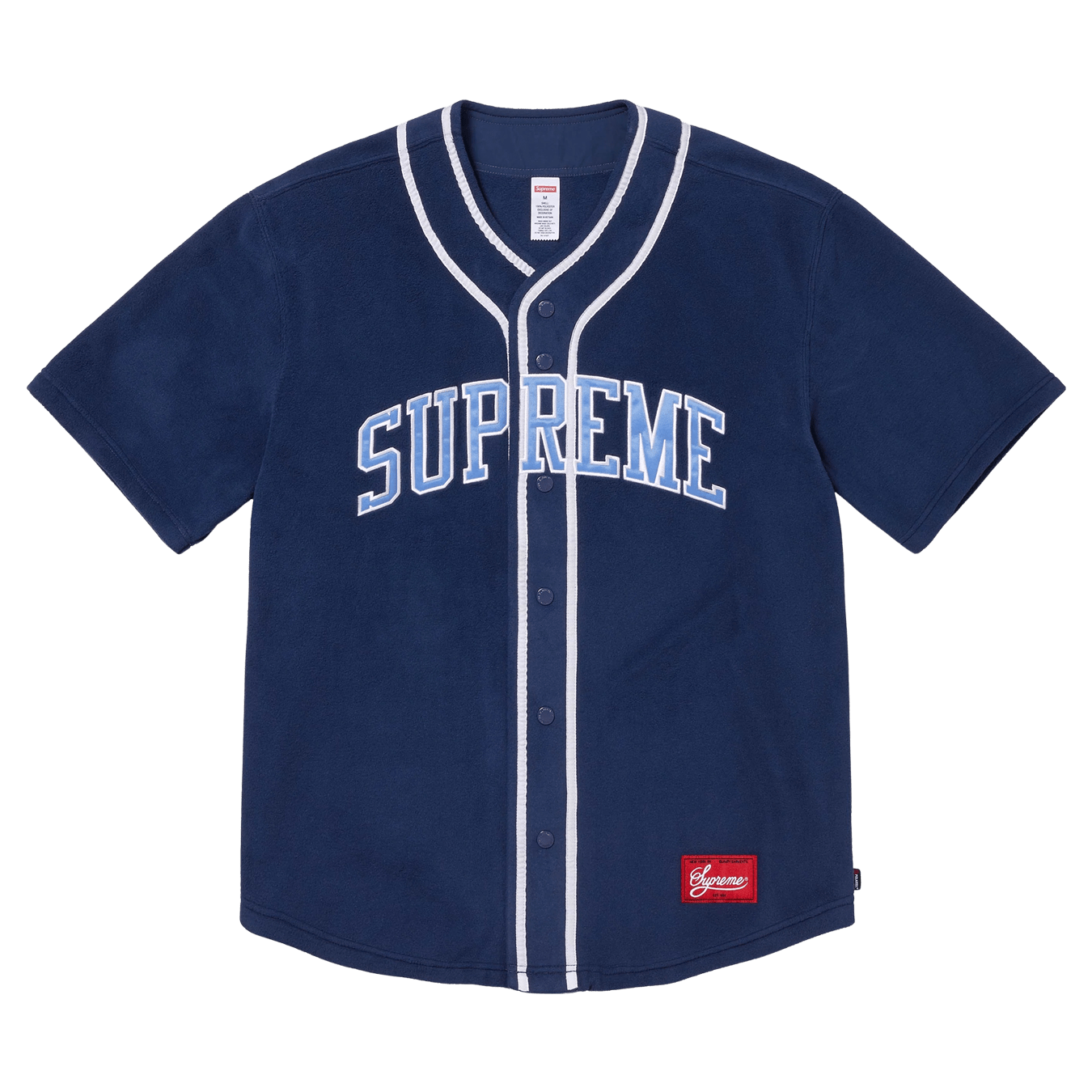 Supreme Polartec Baseball Jersey 'Navy' — XXS — Front View